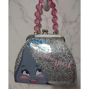 HERSHEY'S Kisses Silver Glitter Handbag with Pink Beaded Handle -  NWOT